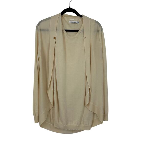 Jil Sander Sweaters - VTG Jil Sander Cashmere Draped Cardigan Sweater Set Womens Sz 40 US 10 Cream